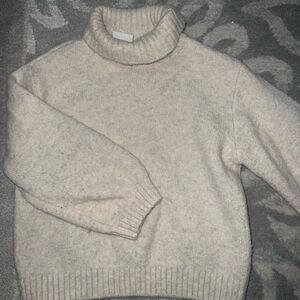 Girls Zara Cream Knit Turtleneck Sweater